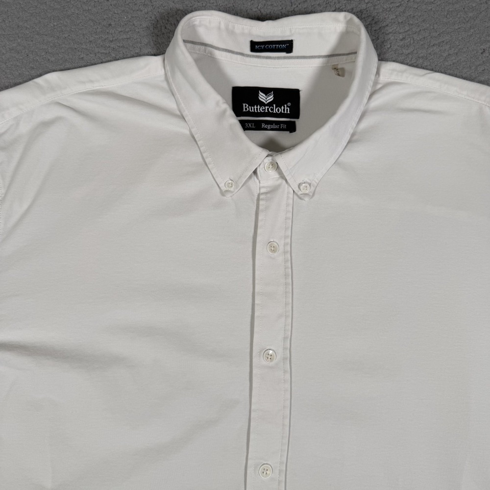 Buttercloth Shirt Mens 3XL White Icy Cotton Button Up Stretch Casual Preppy Logo